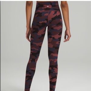 Lululemon Wunder Train High-Rise Tight 28" Leggings Camo Smoky Red Night Sea